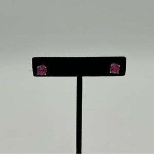 Anna Zuckerman Magenta Colored Crystal Silver Studs